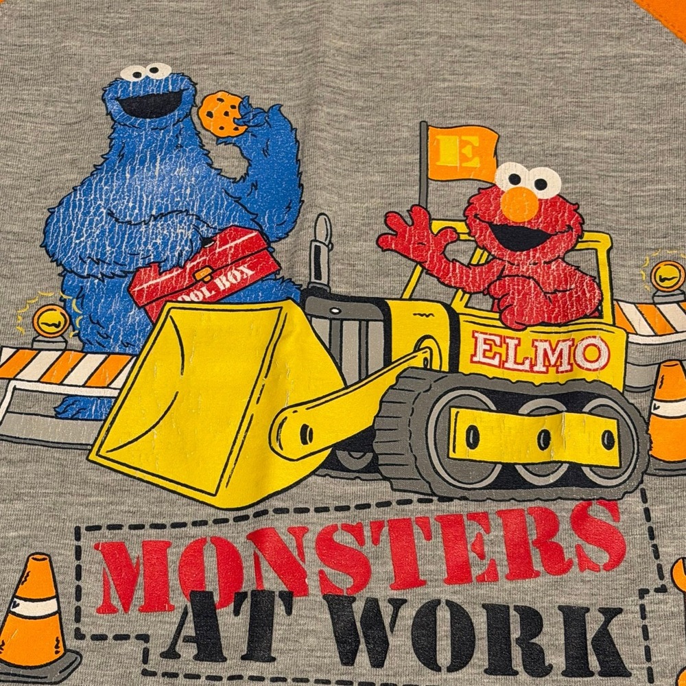 Sesame Street Monsters At Work Elmo Cookie Monster Shirt Toddler 3T - Picture 2 of 4